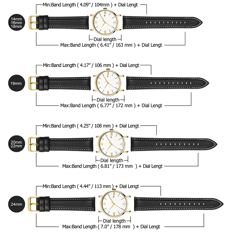 Fullmosa Soft Leather Strap for Galaxy Watch 6 Strap Huawei Watch GT4 24mm Watch Strap 14 16 18 19 20 22mm Citizen Watch Band