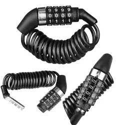 1pc Durable Helmet Lock Chain 4 Digit Password Combination Portable Bike Motorcycle Anti-theft Cable Lock Motorbike Accessories