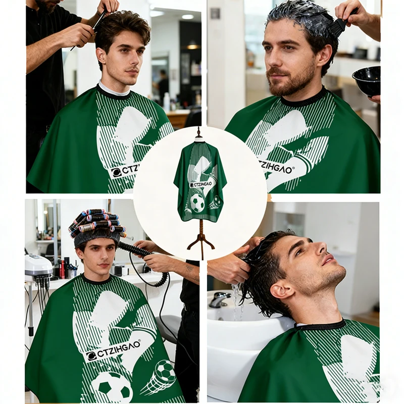 새로운 미용 가운 축구 프린트 패턴 컷 헤어 방수 천 살롱 바버 케이프 전문 헤어 스타일리스트 헤어컷 케이프