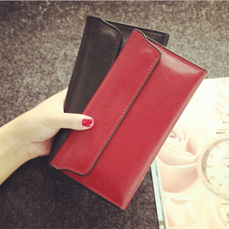 2022 Slim Genuine Leather Women Wallet Female Long Clutch Coin Purses