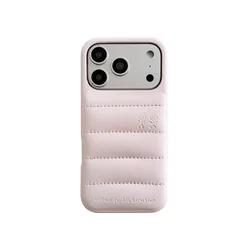 Luxury PU Leather Puffer Phone Case - Shockproof Urban Sophistication Cover - iPhone 15 (Light Pink)