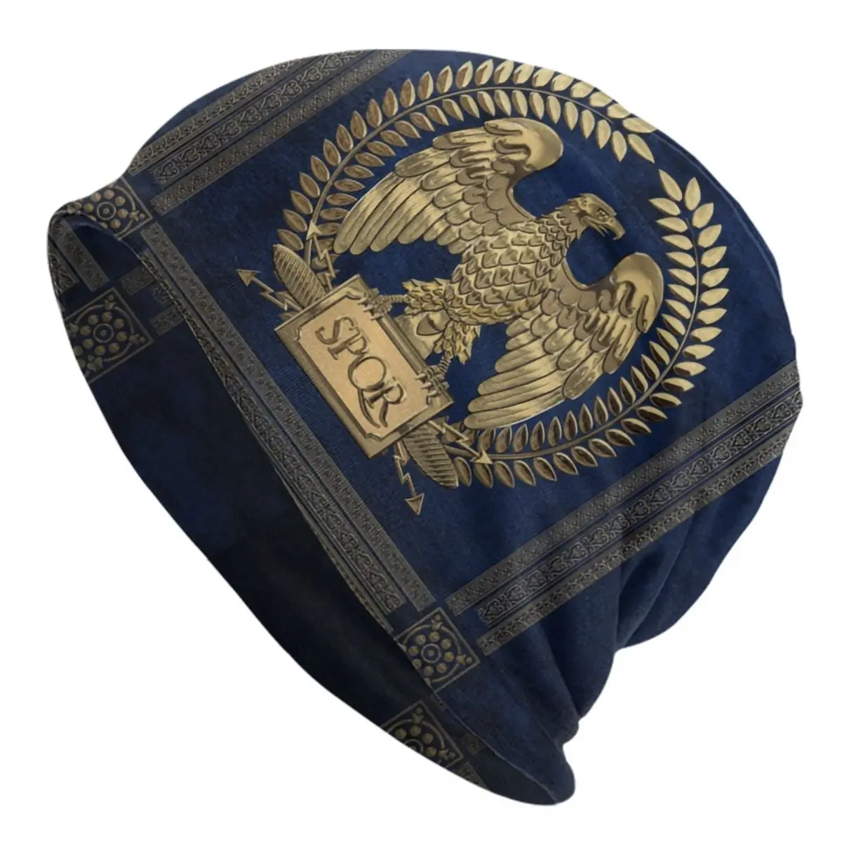 

Roman Empire Gold Imperial Eagle Skullies Beanies Caps Winter Warm Knitted Hat Street Adult Rome SPQR Bonnet Hat Outdoor Ski Cap