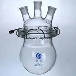 1000ml/2000ml Round Bottom Medical Grade Boro. Glass 3-neck Glass Flask Reactor, Flask Reactor with Three Mouths for Lab