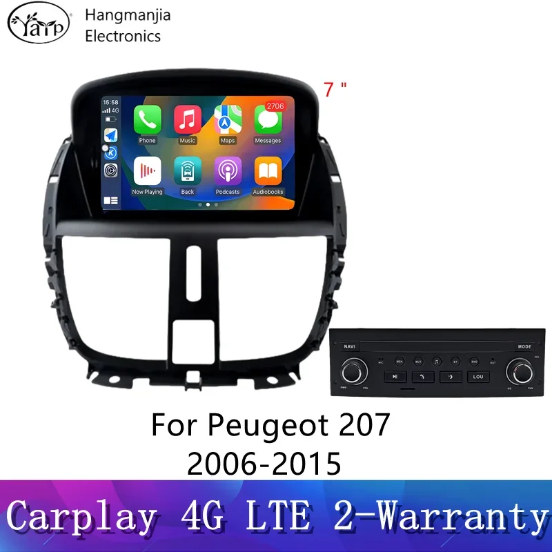 2 32G Lecteur multimédia de voiture Android pour Peugeot 207 207CC 2006