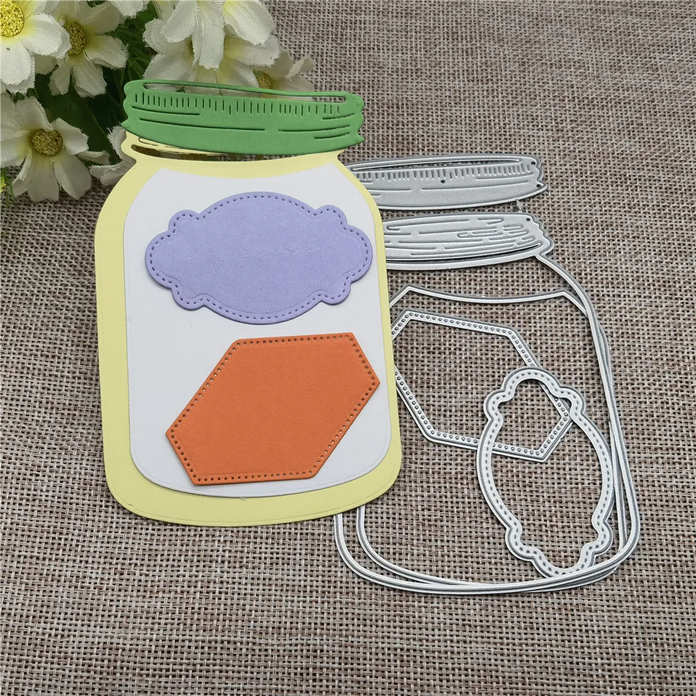 5Pcs Wish Bottle Candy Jar Wish Jar Shaker Bottle Cutting Dies Stencil Scrapbooking Album Paper Card Craft Artigianato Fai Da Te