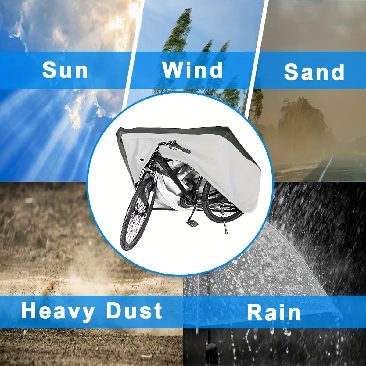 Waterproof Anti-UV Dustproof Outdoor Bike Cover with Lock Hole (Sizes S-XL)