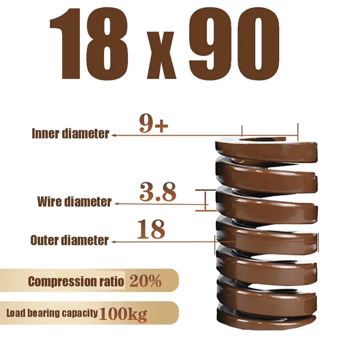 

1 шт. (очень большая нагрузка) пружина Формы кофейного цвета компрессионная пружина внешний диаметр 18 мм внутренний диаметр 9 мм длина 20-100 мм