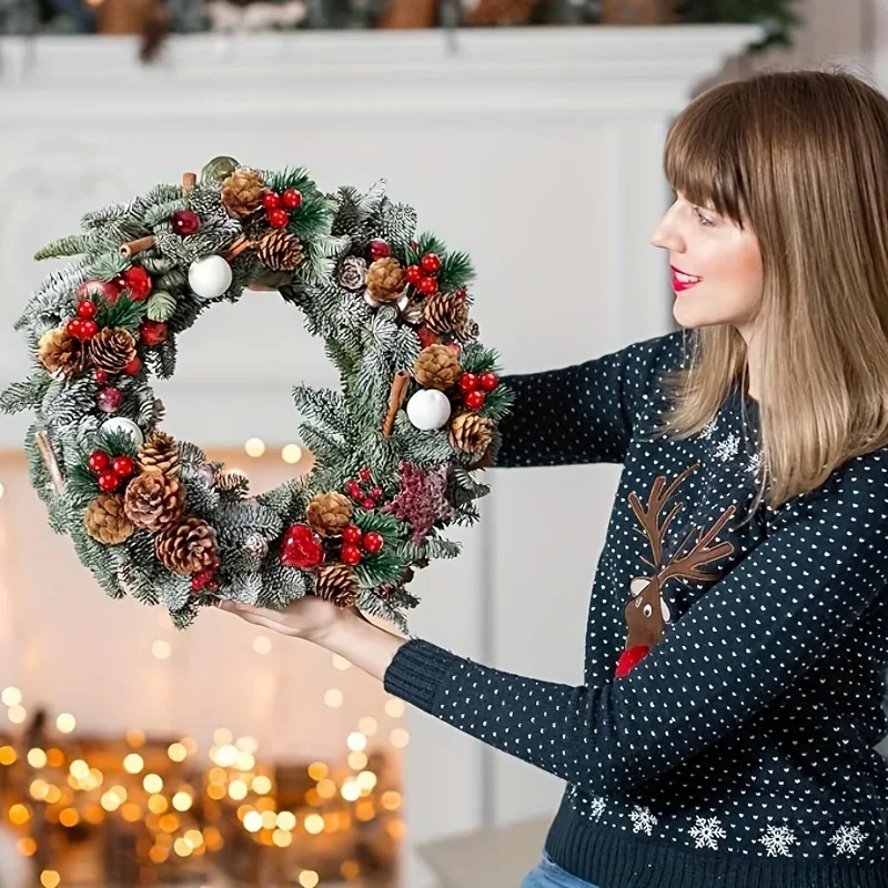 10/30 pezzi di rami di pino con stelo di bacche rosse, pigne artificiali, fiori da raccogliere, ghirlanda fai da te, rami di albero di Natale, decorazioni_voghion.com