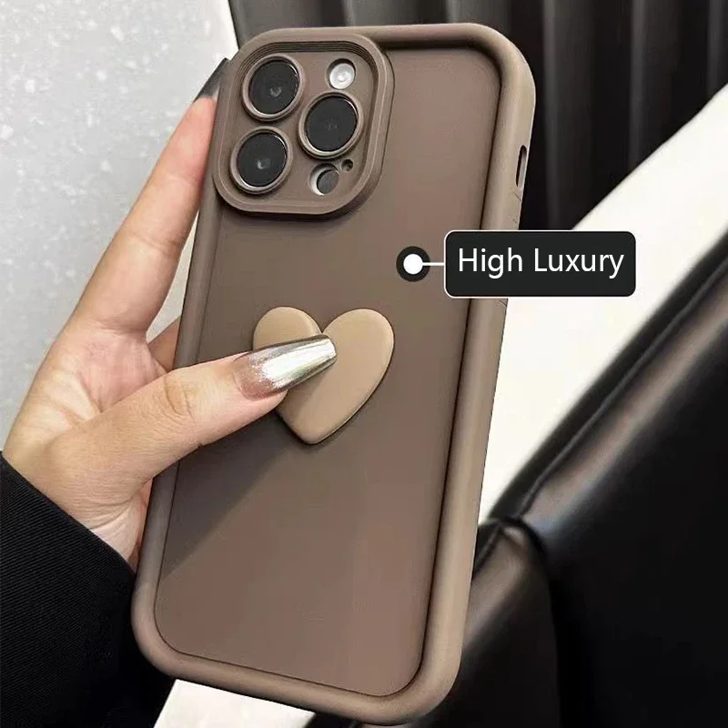INS 3D Love Heart Silicone Phone Case For iPhone 11 12 13 14 15 Pro Max XS XR 7 8 Plus SE 2 2020 Simple Fashion Candy Case Cover