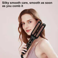 Brosse à lisser électrique Anti-frisottis, peigne chaud, une étape 2 en 1, brosse à lisser en céramique avec affichage numérique Lcd 2