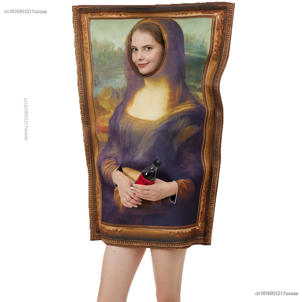 

Funny Funny Mona Lisa Mural Costume Adult Unisex Sponge Jumpsuit Halloween Costume Classic Cosplay Carnival Fancy Dress