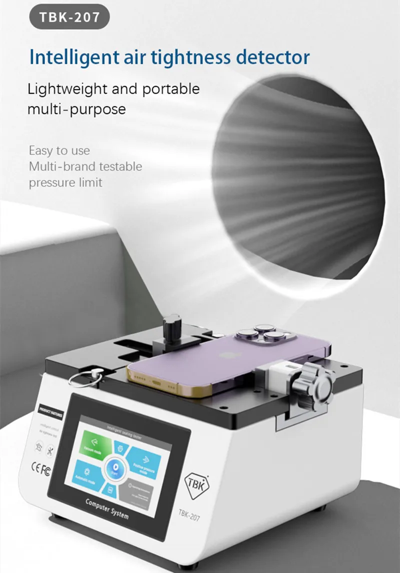 

TBK-207 Intelligent Air Tightness Tester Machine Phone Sealing Detection Vacuum Mode Pressure Test Tool Waterproof Dustproof