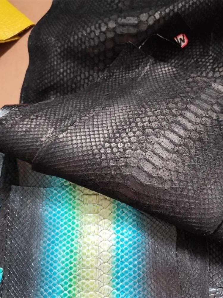Handmade Genuine Leather Fabric Fashion Python Skin Piece Leather Craft DIY For Wallet Strap Accessories