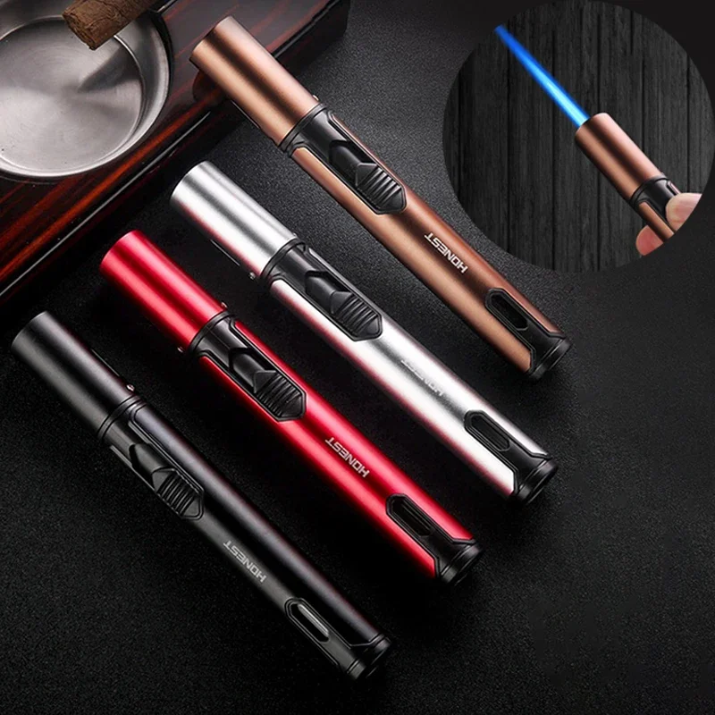 HONEST Metal Torch Windproof Refillable Pen Lighter Jet Flame Butane Kitchen BBQ Candle Camping Men's Gadget