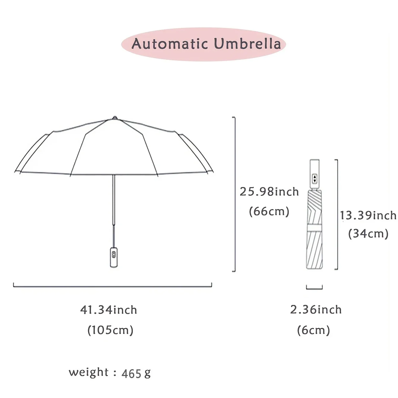 Auto Folding Outdoor Umbrella Triple Fold Sun Rain Resistant Impact Fabric with Black Coated UV Protection Customizable