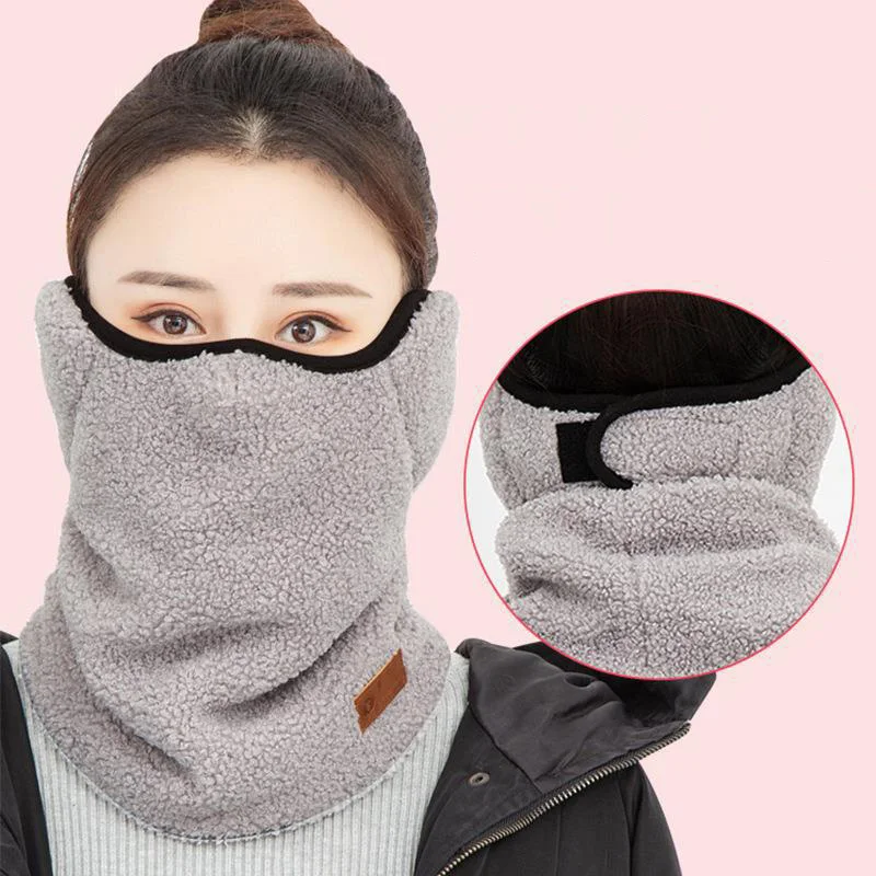 Women Winter Warm Mask Plush Thickened Neck Protection Face Cover Adjustable Outdoor Sport Cycling Windproof Ski Scarf Masks