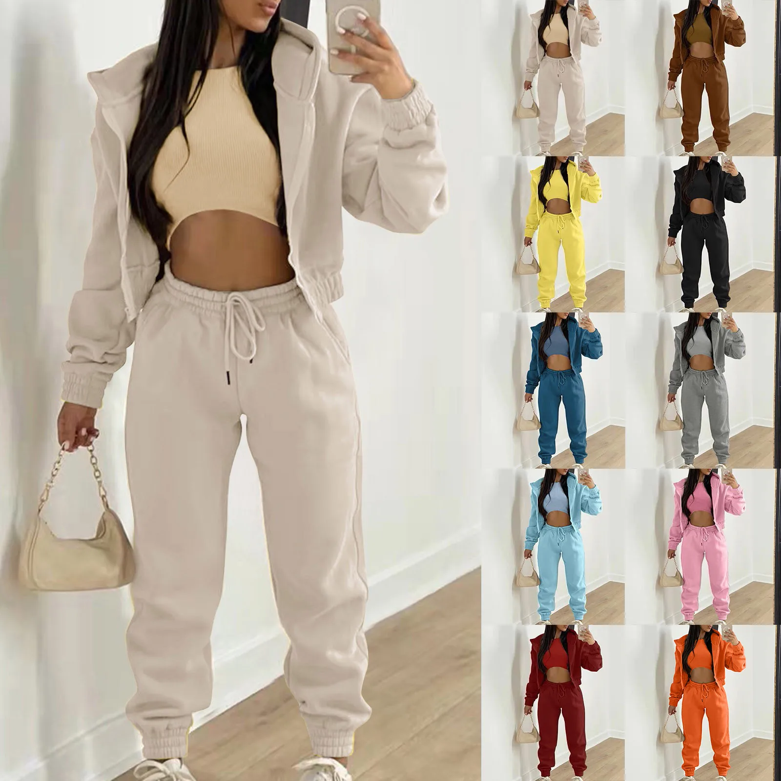 Different colors of women's jogger set sold by 100 Spartans