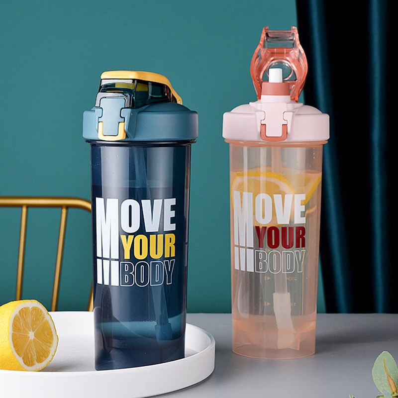 Water Bottle Fitness With Straw Plastic Anti Choking Drinking Cups Sealing Portable Large 800ml Large Capacity Hot New