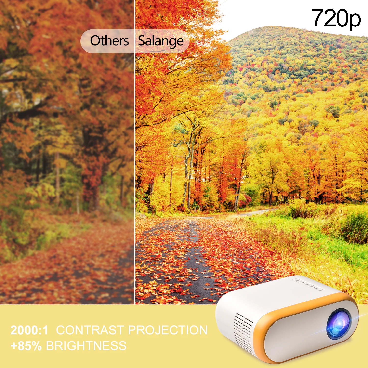 Salange Q11 Mini Portable Projector Native 1280 x 720P for Home Theatre Airplay Maircast Smart Phone Multimedia LED Video Beamer