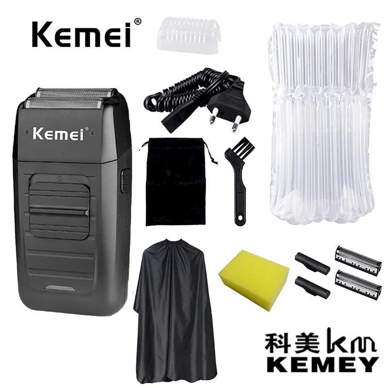 Kemei KM-1102 Barbeador Sem Fio Recarregável Para Homens lâmina gêmea recíproca barba navalha cuidados com o rosto multifunciona 5