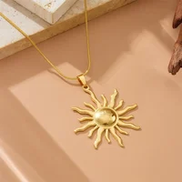 316L Stainless Steel Golden Fashion Sun Pendant Necklace For Women Girl 2024 New Concise Solar Neck Chain Jewelry Gift - Image 3