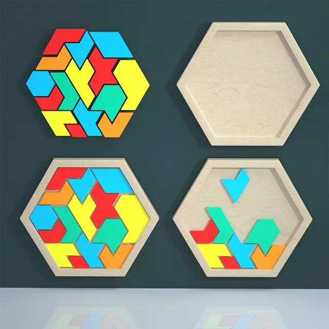 3D -S Oktatási Hatszögletű Puzzle Szilikon Penész Tangram Játék Gyerekek Játékok Epoxi Gyanta Barkács Ékszer Kézműves Öntött Szerszámok Készítése - Image 3