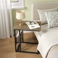 WOLTU Table basse en forme de C Table d'appoint de conception industrielle avec espace de rangement Table de canapé Table de chevet mince pour salon chambre 2