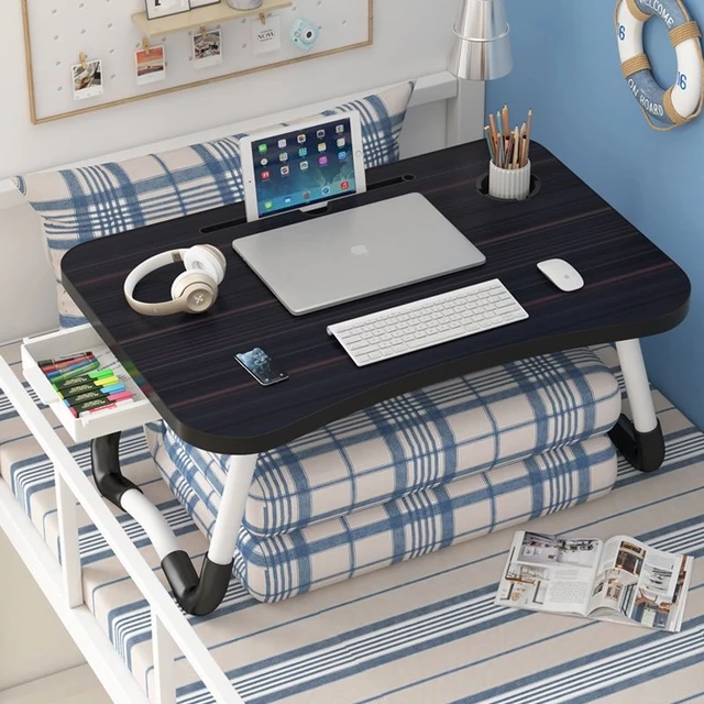 Escritorio portátil para cama, mesa plegable de 60x40x28cm para ordenador  portátil, Notebook y tableta, soporte para cama, sofá pequeño para estudio  y escritura - AliExpress