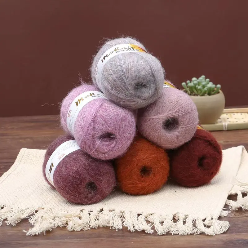 50/roll Plush Alpaca Mohair Wool Yarn for Knitting Thin Crochet Thread Knitting Scarf Baby Sweater Summer Soft Warm Lanas 6