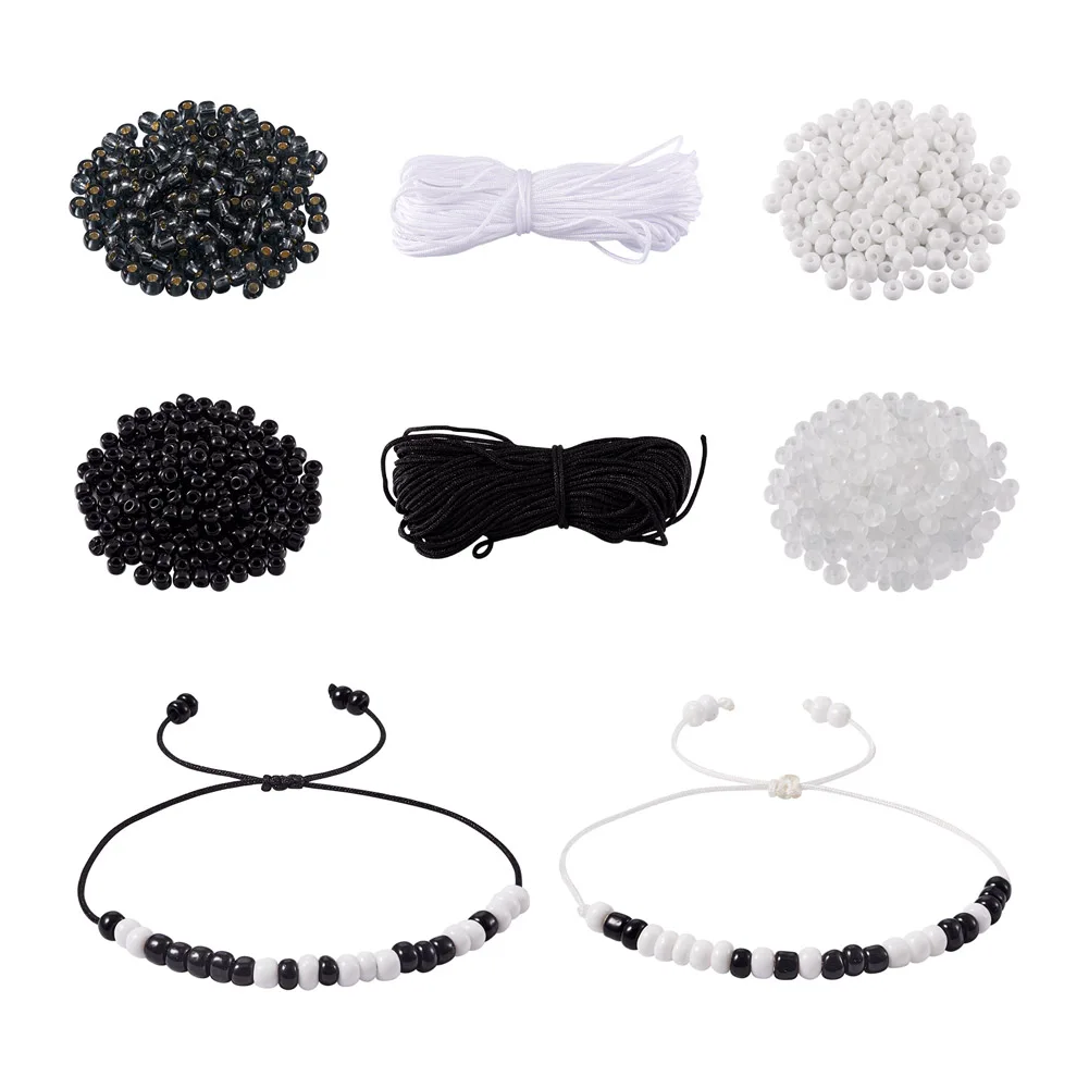 Kissitty Mixed Color Morse Code Message Bracelet Making With Glass Seed Beads Nylon Thread For Bracelet Necklace DIY Kits Sets