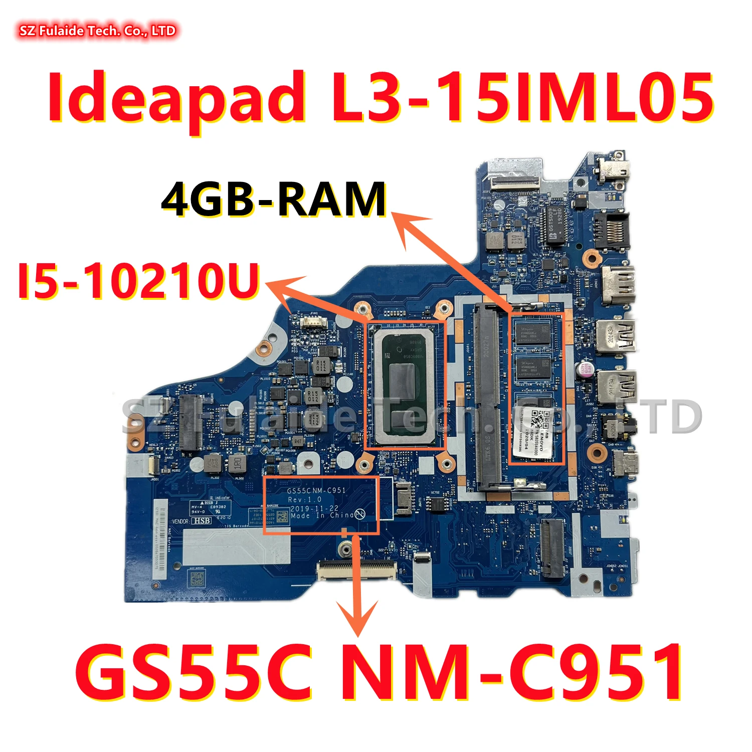 CARTE MERE Ideapad 3: I5-10210U RAM: 4G DDR4 FRU: 5B21B85207