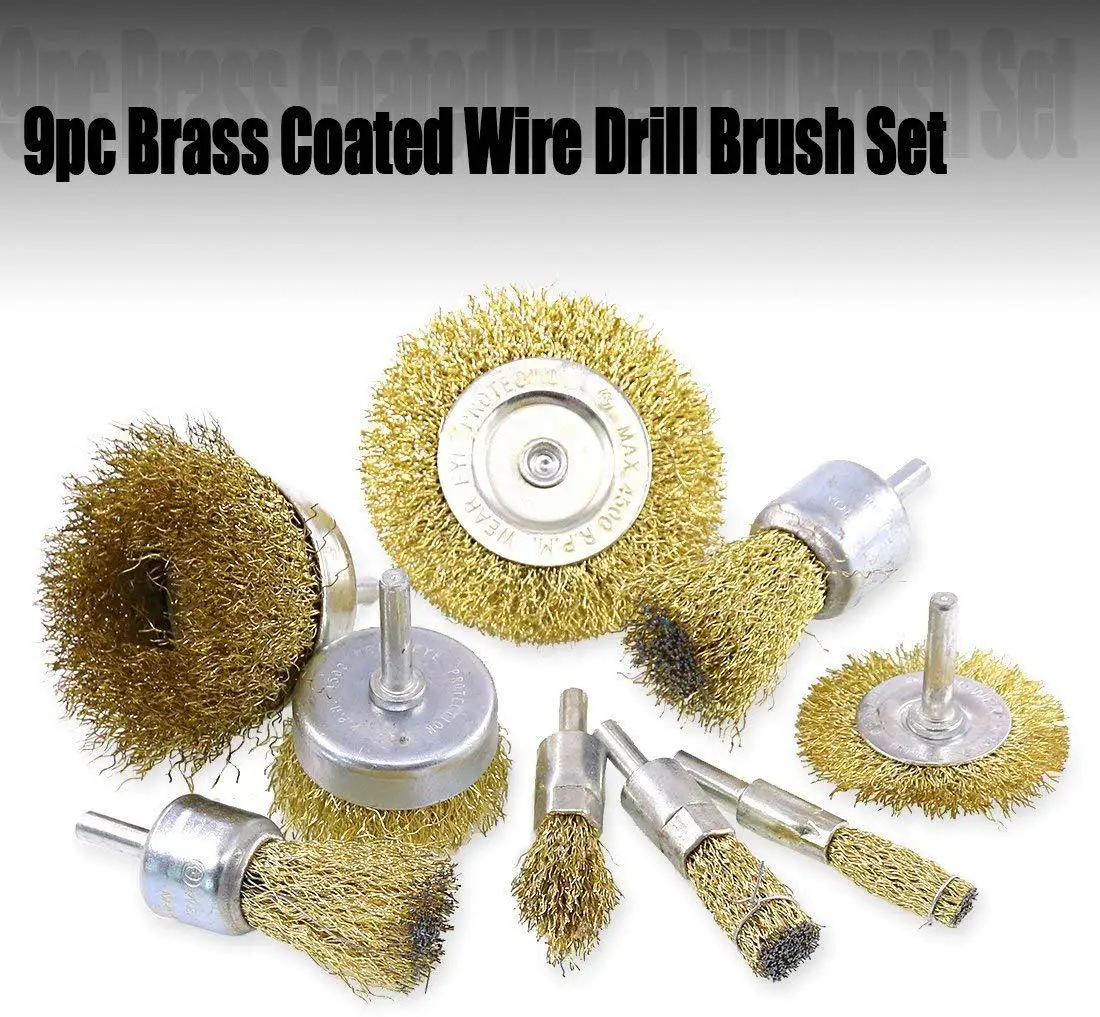 Brass Wire Wheel Grinding Brush Set Brush Metal Grinding Wheel 9pcs