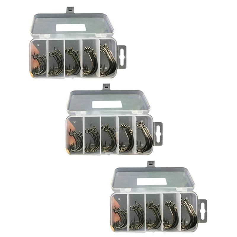 

153Pcs Fishing Hooks High Carbon Steel Worm Senko Bait Jig Fish Hooks With Plastic Box