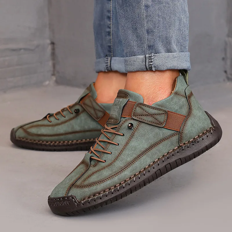 Women's Retro British-Style Handmade Leather Mid-Top Boots - Anti-Slip Casual Workwear Shoes
