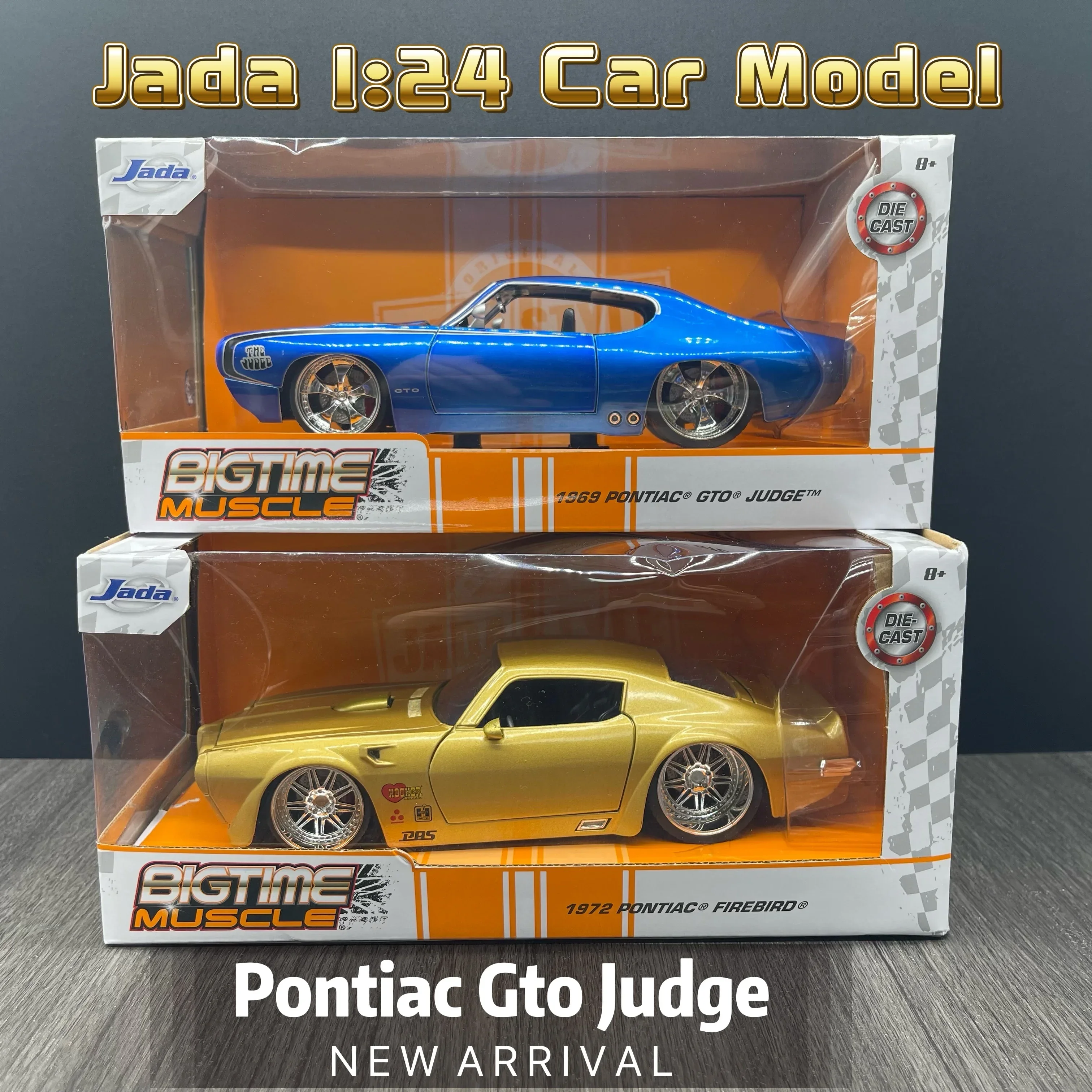 

Коллекционная модель Jada Bigtime Muscle 1:24 1972 Pontiac Firebird, литой автомобиль, золотые и синие игрушки для детей и взрослых