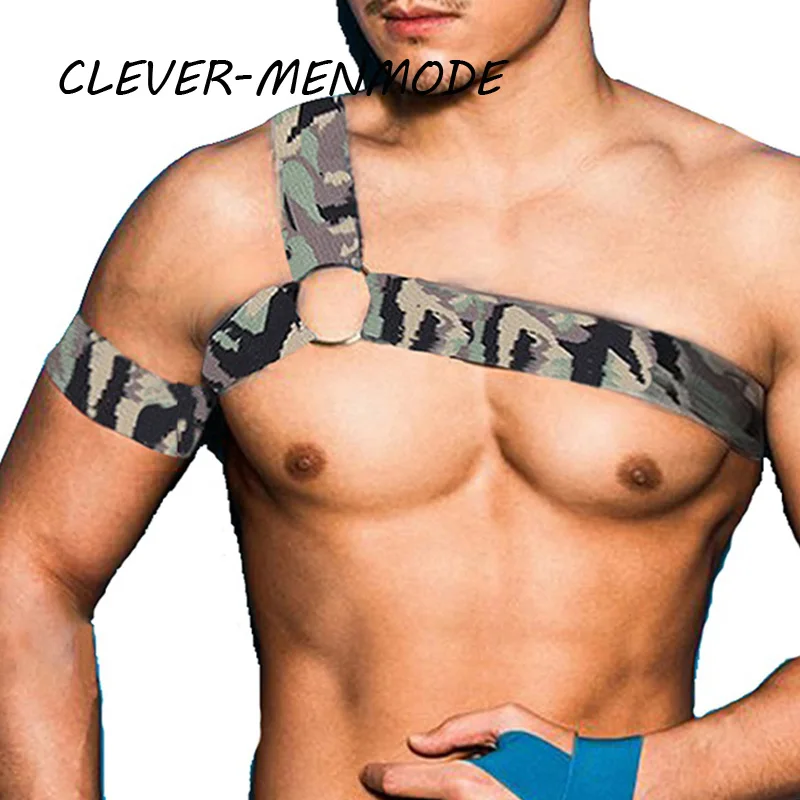 Multi Colors Men Elastic Shoulder Strap Body Chest Harness Lingerie Colorful Bondage Rainbow Performance Clubwear
