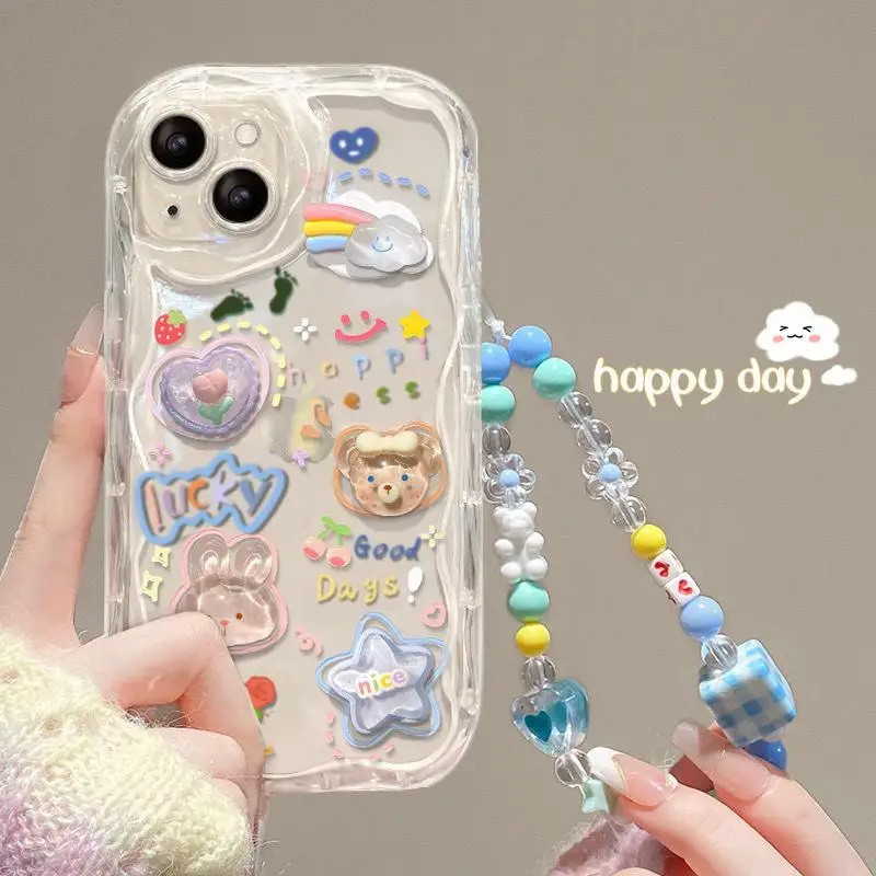 Clear 3D Bear Hanging Phone Case