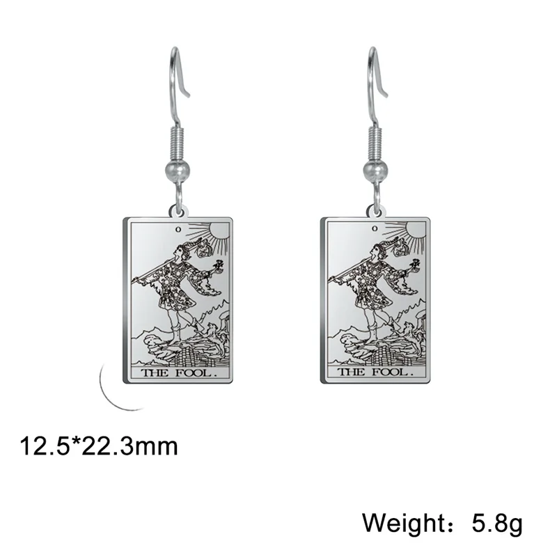 Vintage Tarotkarten Edelstahl Tropfenohrring für Frauen Sonne Mond Stern Liebhaber Wahrsagerei Tarot Schmuck Valentinstag Geschenk – Detail 18