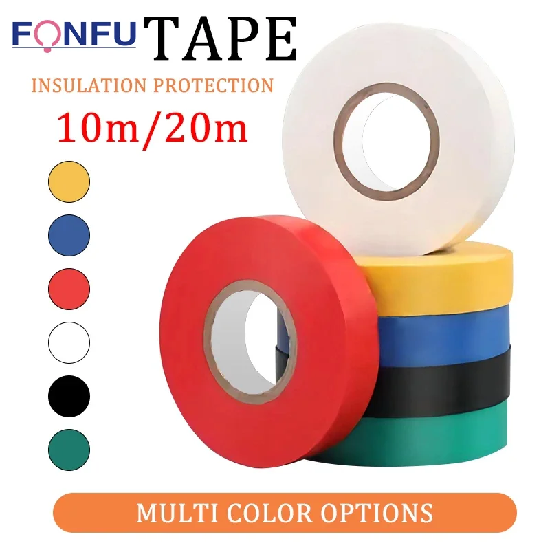 10M/20M Wire Flame Retardant Electrical Insulation Tape PVC Tape Waterproof Self-adhesive Electrician Tape 18mm White Black