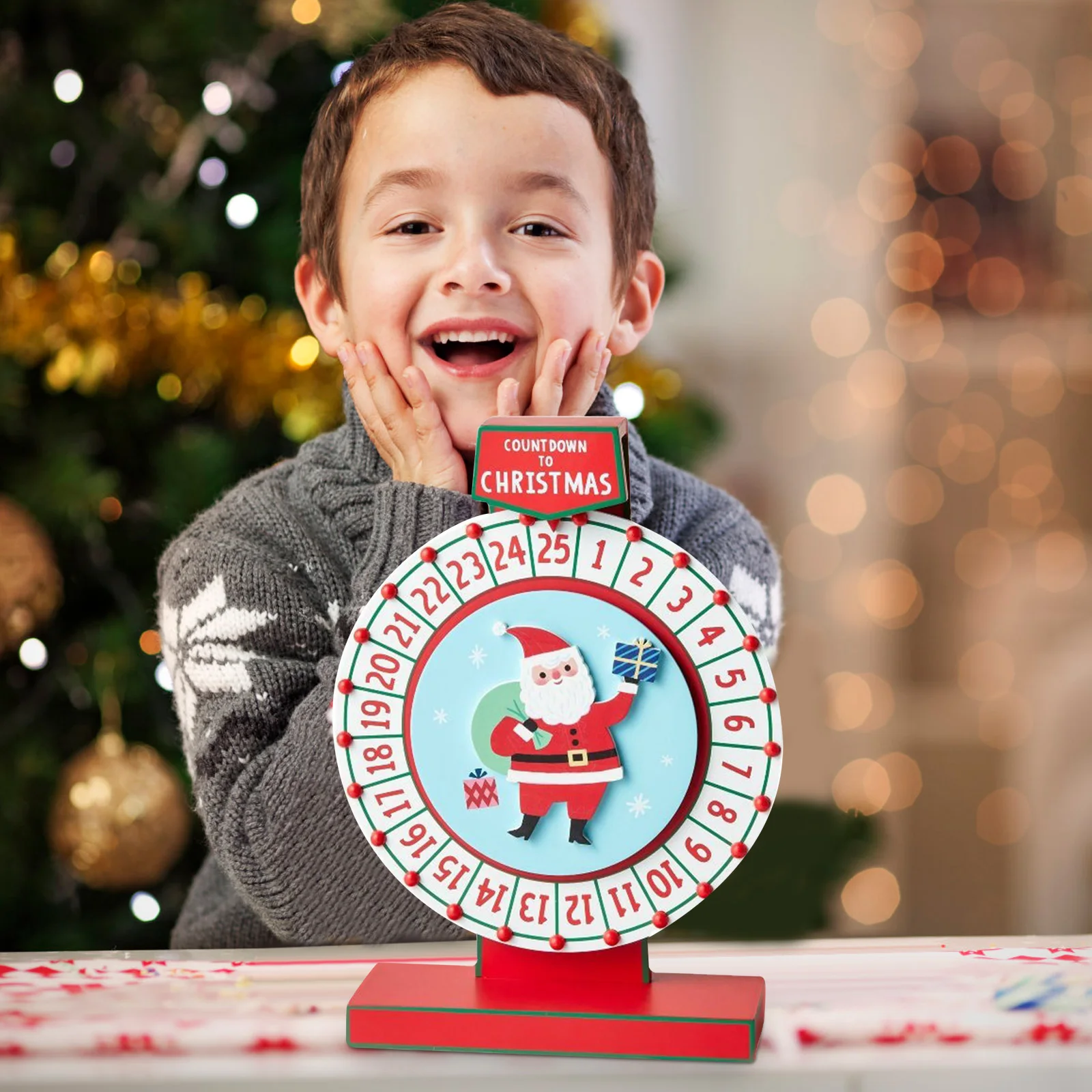 

Деревянный Вращающийся круг с Санта-Клаусом, украшение на Рождество, деревянный календарь, обратный отсчет, украшение на колесо, Рождество