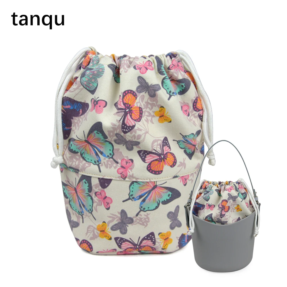 

tanqu Drawstring Lining for Obasket Obag Canvas Fabric Inner Pocket Handbag Insert for O Bucket O Bag