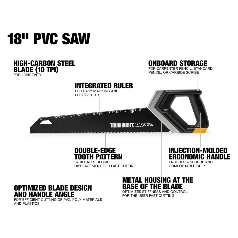 ToughBuilt TB-H4-26-18 18in PVC Saw Hand Tools Accessories TOUGHBUILT Hand Saw 2