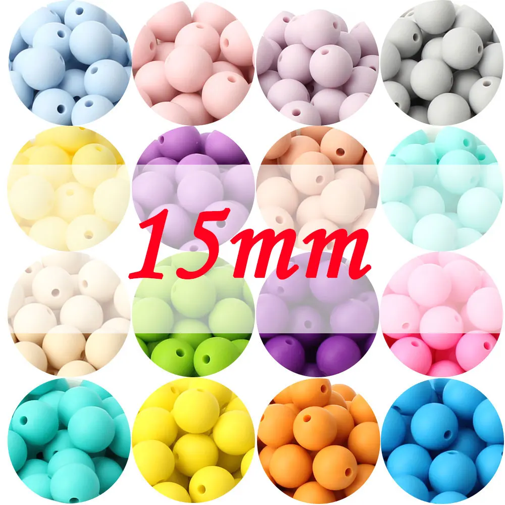 15mm Silicone Beads Food Grade DIY Pacifier Chain Necklace Chewable Nursing Silicone Teether Accessory Baby Teething Bead teething toys baby teething toys silicone teething toys silicone beads silicone teething beads sensory chew necklaces silicone teether 10pcs