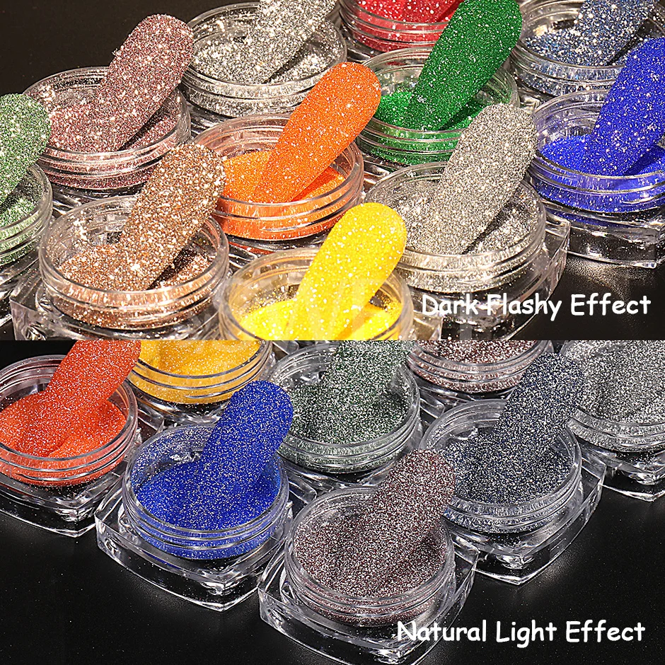 Nail Powder Shiny Reflective Glitter Flash Silver Diamond Crystal Rhinestone Sequins Dip Chrome Dust Nail Art Accessories