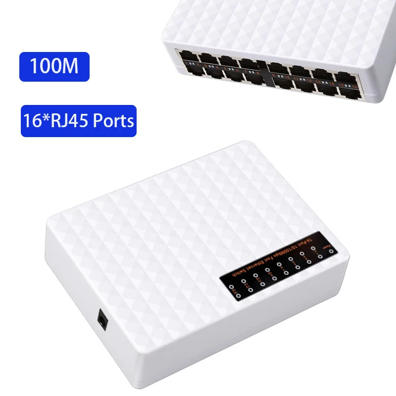 Lan Hub Switch Di Rete Adattatore Di Caricamento Del Gioco Fast Ethernet Plug And Play Internet Splitter Rj45 Hub 16 Porte Switch 100M Ethernet