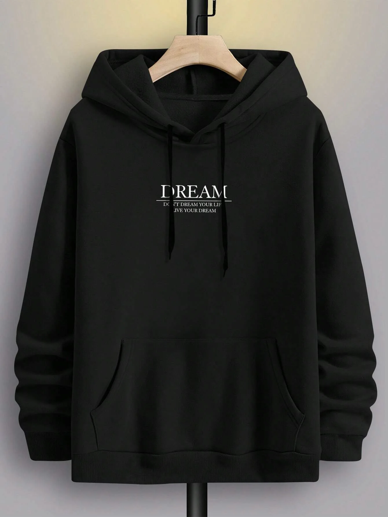 Cotton Men's Manfinity EMRG Loose Fit Men's Slogan Graphic Drawstring Hoodie, Long Sleeve, Going Out, Casual