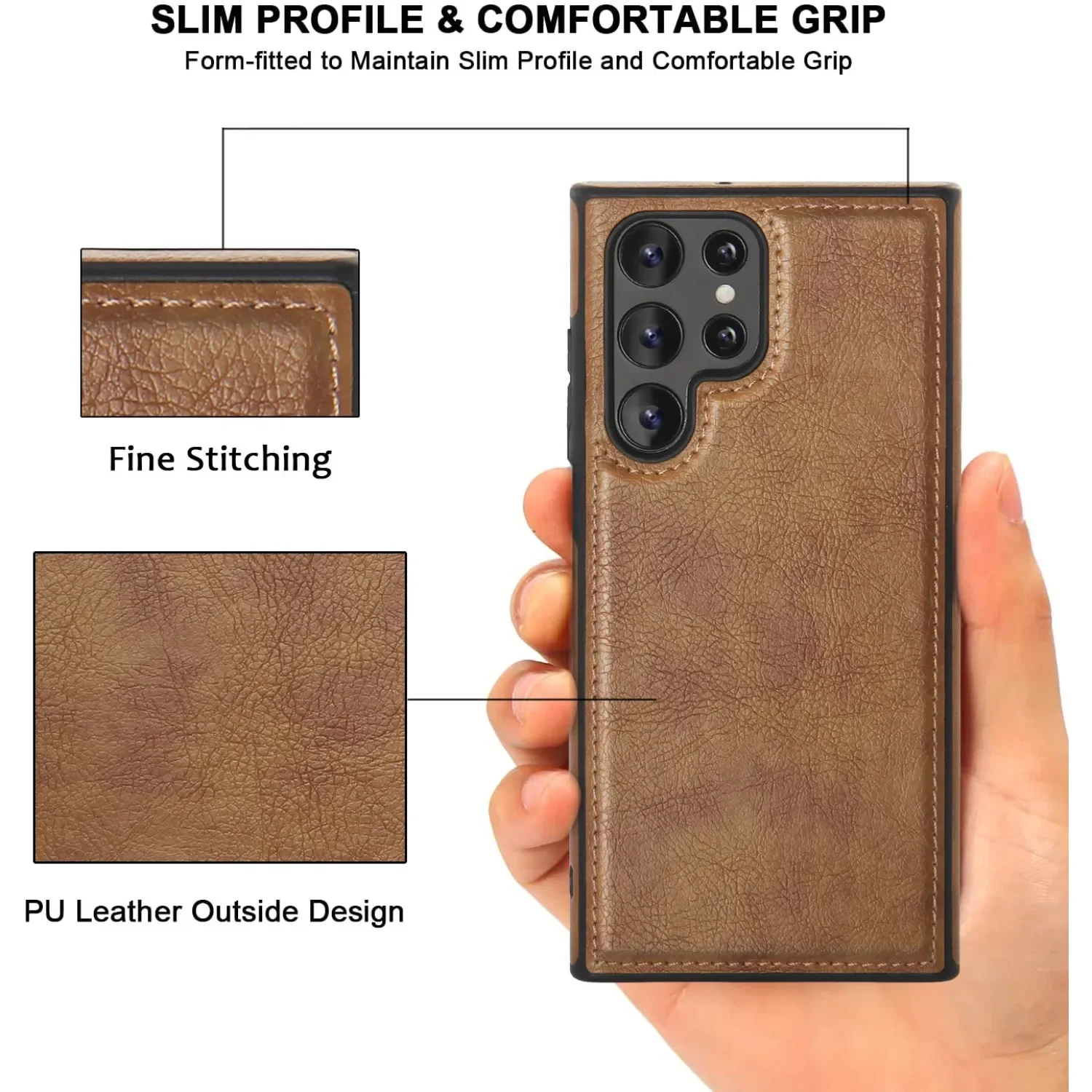 Premium PU Leather Thin Business Phone Case - Soft, Slim Protective Cover