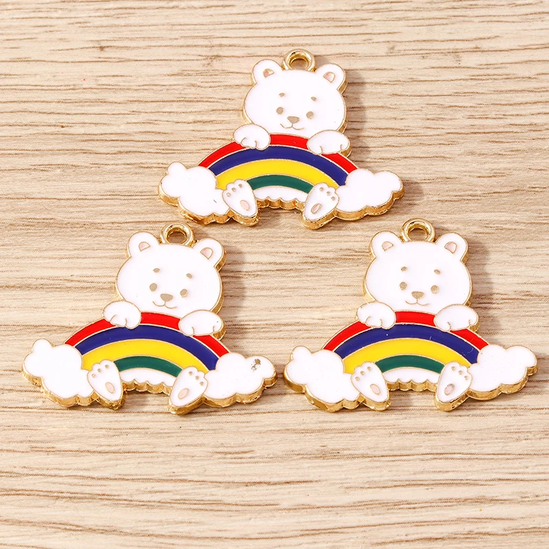 Tusember 20 Stück Kreative Emaille-Anhänger in Form von Karotten, Regenbogen, Kaninchen und Bären für Ohrringe, Halsketten und DIY-Schmuckherstellung – Detail 11