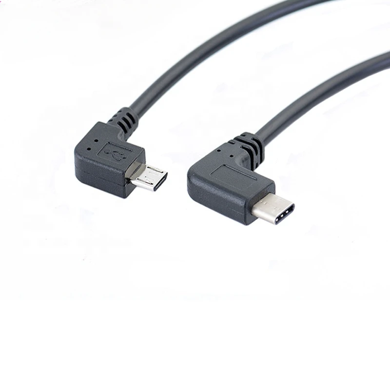 최고의 가격 90도 마이크로 USB 5핀 남성 90도 유형 C 남성 충전 OTG 케이블