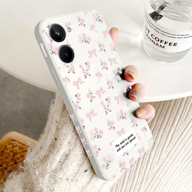 Elegant Pink Floral Silicone Phone Case Cover